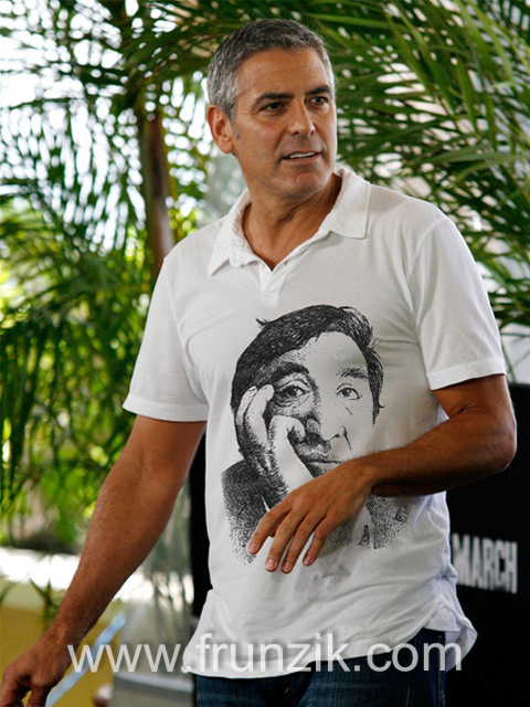 В интернете оказалась фотография Джоржа Клуни в майке с изображением Фрунзика Мкртчяна